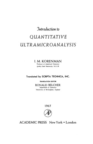 Introduction to Quantitative Ultramicroanalysis