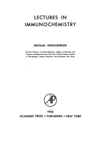 Lectures in Immunochemistry