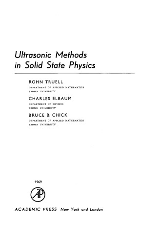 Ultrasonic Methods in Solid State Physics