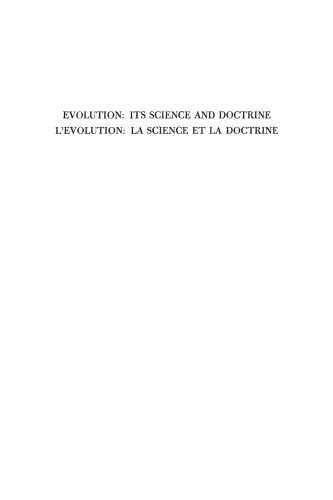 Evolution: Its Science and Doctrine