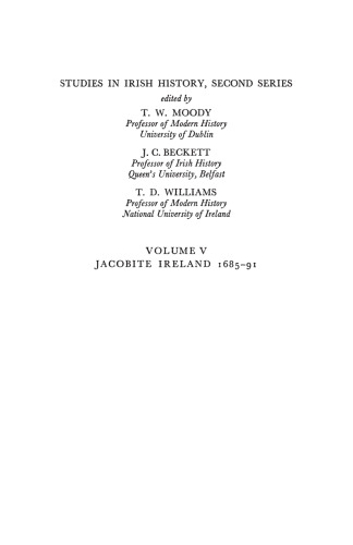 Jacobite Ireland 1685–91: Studies in Irish History