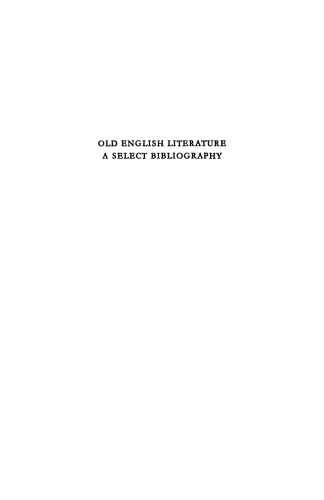 Old English Literature: A Select Bibliography