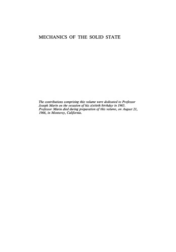 Mechanics of the Solid State