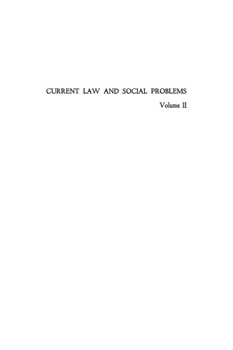 Current Law and Social Problems, II