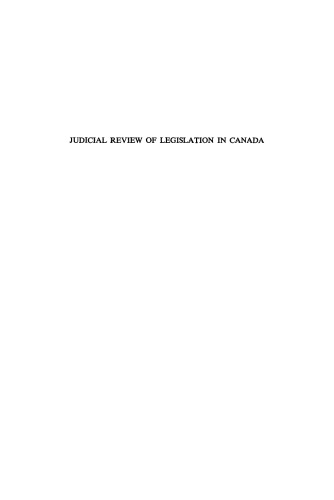 Judicial Review of Legislation in Canada