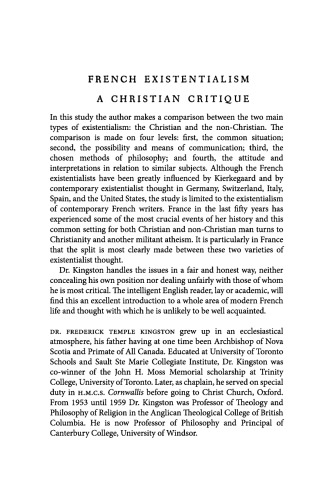French Existentialism: A Christian Critique
