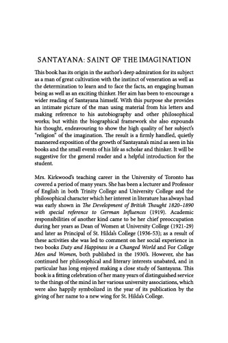 Santayana: Saint of the Imagination
