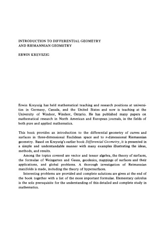 Introduction to Differential Geometry and Riemannian Geometry
