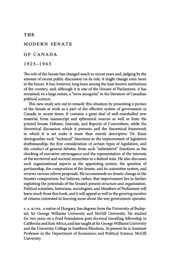 The Modern Senate of Canada 1925-1963