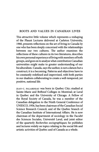 Roots and Values in Canadian Lives