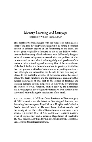 Memory, Learning and Language: The Physical Basis