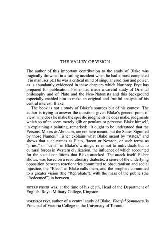 The Valley of Vision: Blake as Prophet and Revolutionary