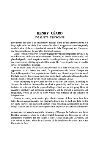 Henry Céard: idéaliste détrompé