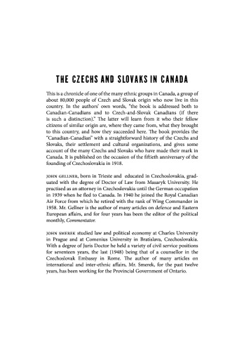 The Czechs and Slovaks in Canada
