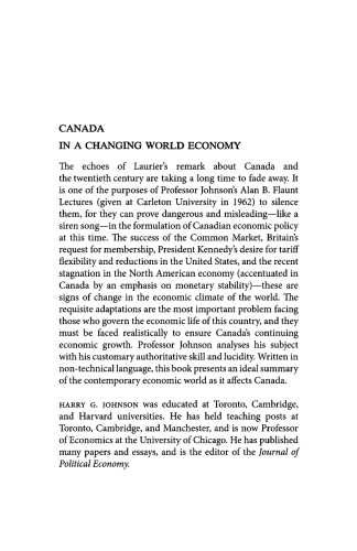 Canada in a Changing World Economy