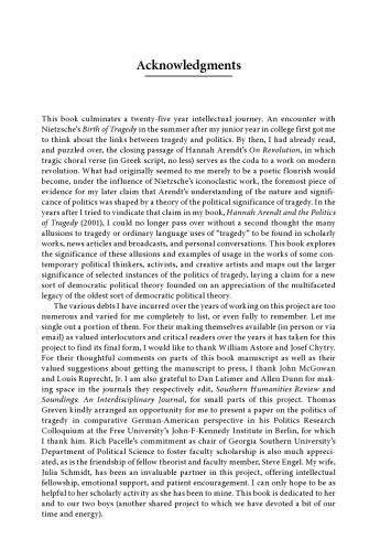 The Politics of Tragedy and Democratic Citizenship