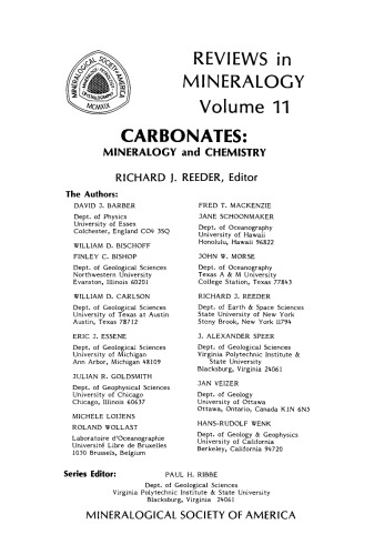 Carbonates: Mineralogy and Chemistry