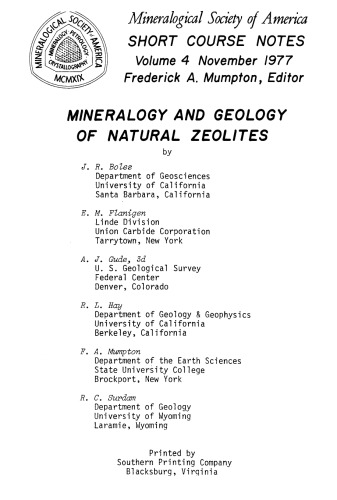 Mineralogy and Geology of Natural Zeolites