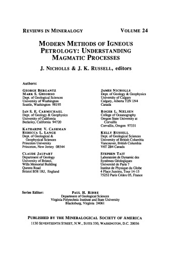 Modern Methods of Igneous Petrology: Understanding Magmatic Processes