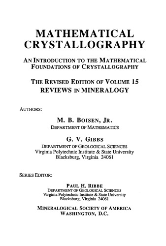 Mathematical Crystallography