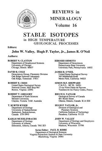 Stable Isotopes in High Temperature Geological Processes