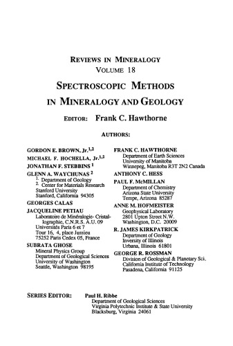 Spectroscopic Methods in Mineralogy and Geology
