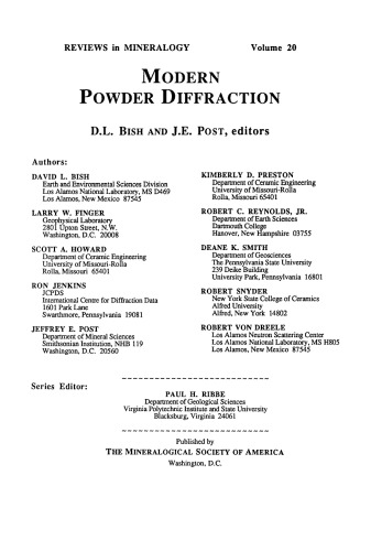 Modern Powder Diffraction