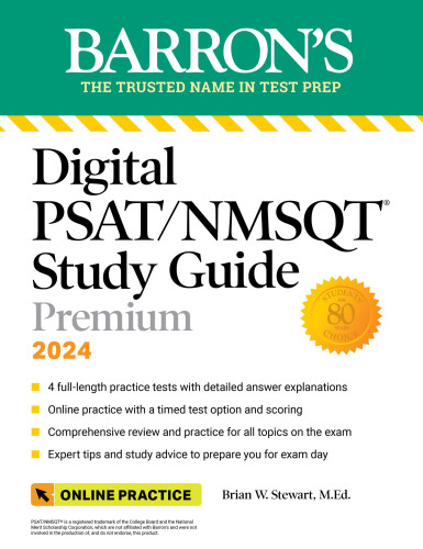 Digital PSAT/NMSQT Study Guide Premium, 2024: 4 Practice Tests + Comprehensive Review + Online Practice (Barron's Test Prep)