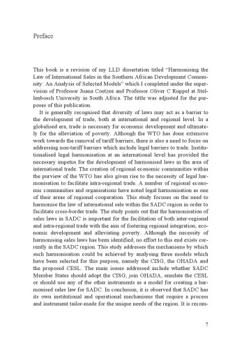 Harmonising Regional Trade Law in the Southern African Development Community (SADC): A Critical Analysis of the CISG, OHADA and CESL