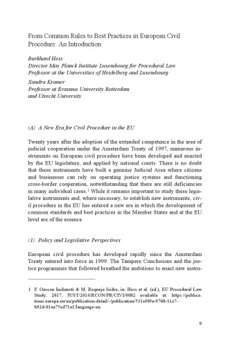 From common rules to best practices in European Civil Procedure