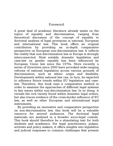 Cases, Materials and Text on National, Supranational and International Non-Discrimination Law: IUS Commune Casebooks for the Common Law of Europe