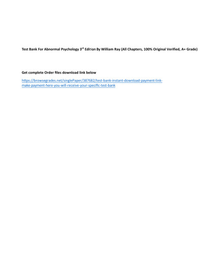 Abnormal Psychology