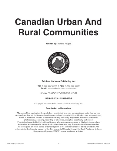 Canadian urban and rural communities