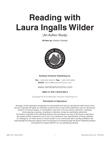 Reading with Laura Ingalls Wilder (Author Study) Gr. 4-7
