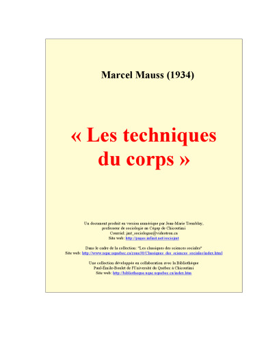 Les techniques du corps