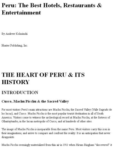 Peru: The Best Hotels, Restaurants & Entertainment