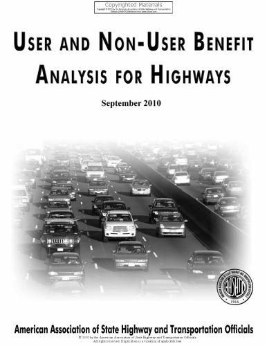 User and non-user benefit analysis for highways