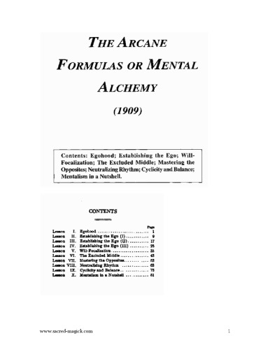 Arcane Formulas or Mental Alchemy