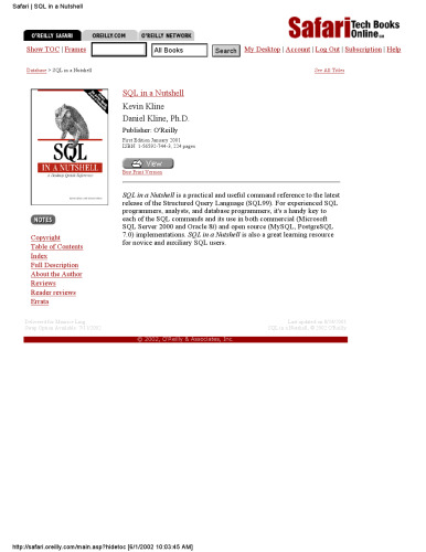 SQL in a Nutshell: A Desktop Quick Reference