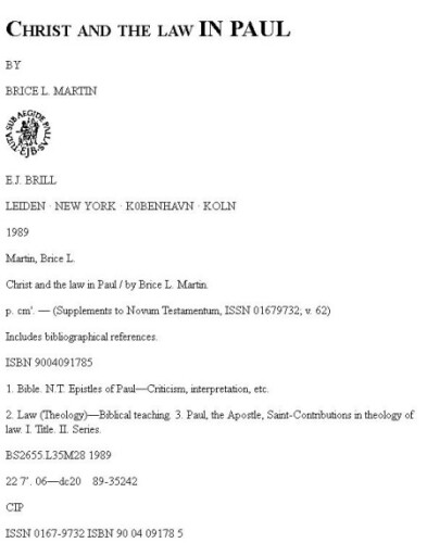 Christ and the Law in Paul