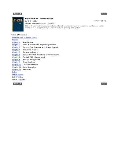 Algorithms for compiler design