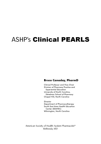 ASHP's Clinical Pearls