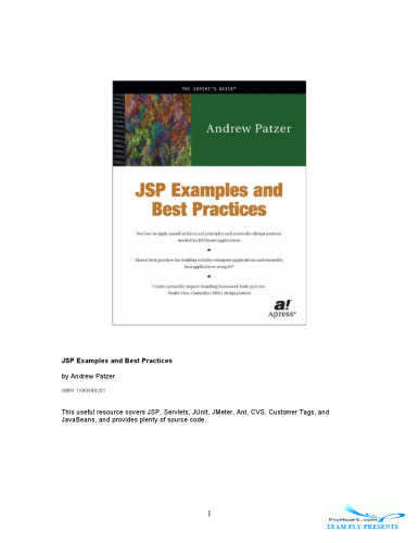Jsp Examples And Best Practices Apress
