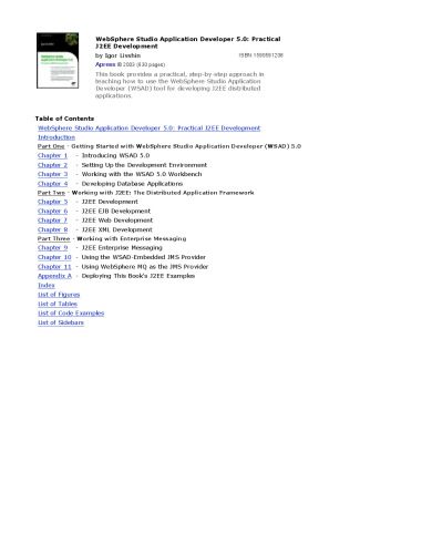 WebShere Studio Application Developer 5.0 Practical J2EE Development