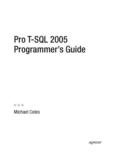 Pro T-SQL 2005 Programmer’s Guide