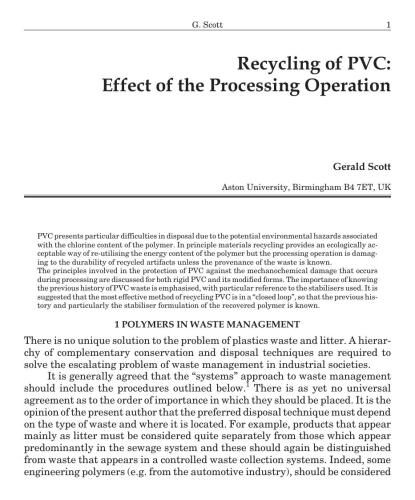 Recycling of PVC and Mixed Plastic Waste