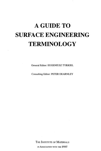 A Guide to Surface Engineering Terminology