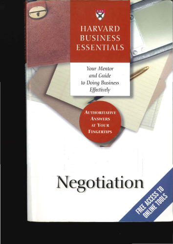 Negotiation (Harvard Business Essentials Series)
