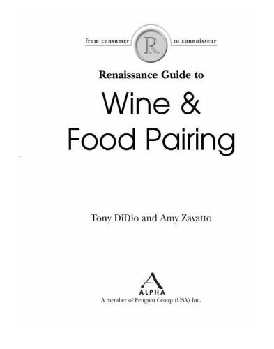 The Renaissance Guide to Wine and Food Pairing