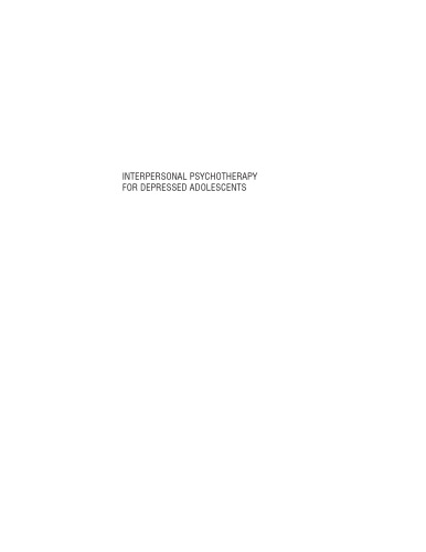 Interpersonal psychotherapy for depressed adolescents